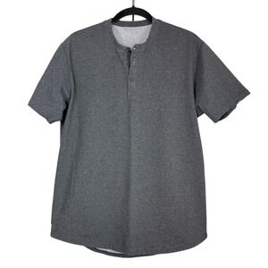 BYLT Premium‎ Basics Drop Cut Henley LUX Charcoal Gray Shirt Mens L